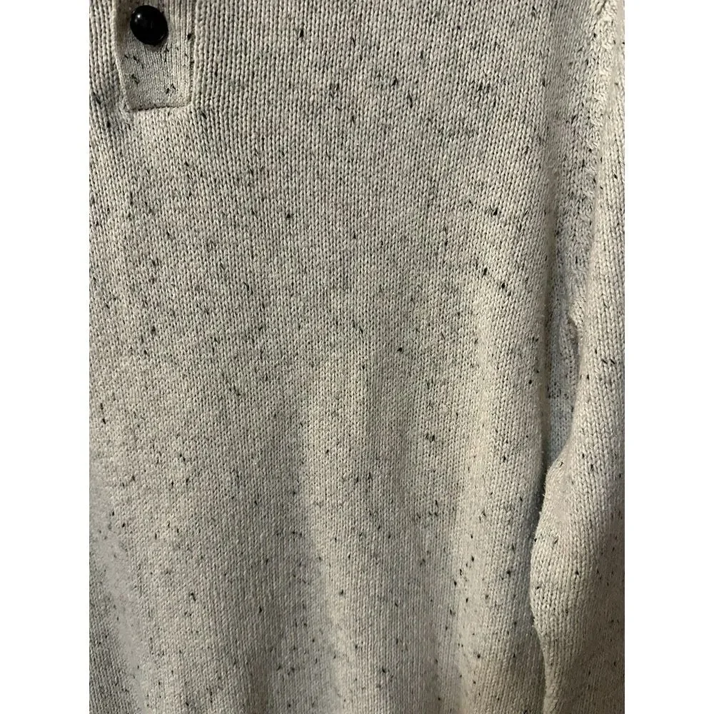 Chaps 3 Button Pullover Sweater Elbow‎ Patches Men's Medium Oatmeal - Picture 2 of 7